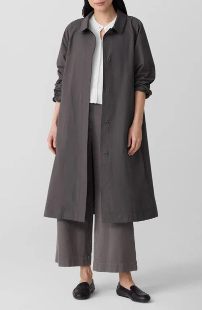 Eileen Fisher Cotton Blend Swing Coat In Brown