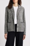 Eileen Fisher Cotton Blend Tweed Jacket In Gray