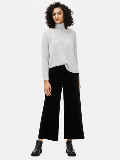 Eileen Fisher Cotton Corduroy Wide-leg Ankle Pant In Black