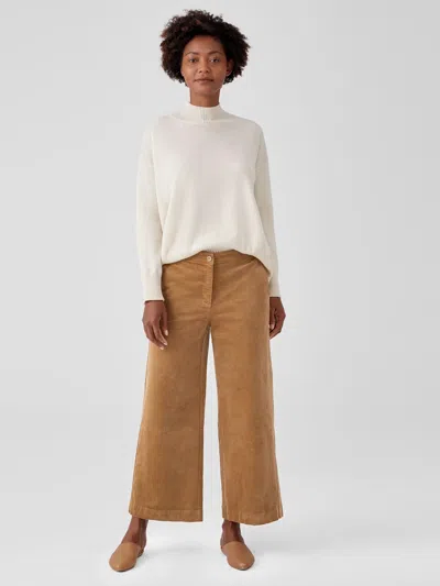Eileen Fisher Cotton Corduroy Wide-leg Ankle Pant In Brown