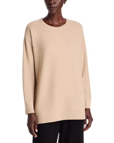 Eileen Fisher Cotton Crewneck Long Sleeve Tunic In Pink