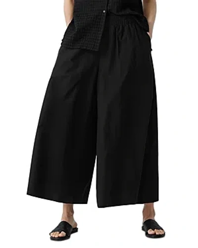 Eileen Fisher Cotton Cropped Wide Leg Pants In Black