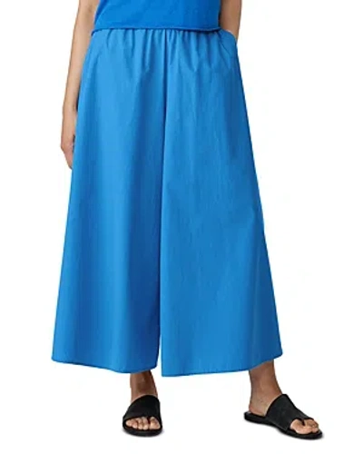 Eileen Fisher Cotton Cropped Wide Leg Pants In Blue