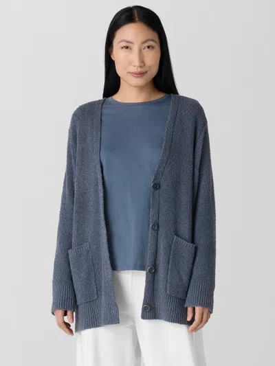 Eileen Fisher Cotton Fluff Cardigan In Eclipse