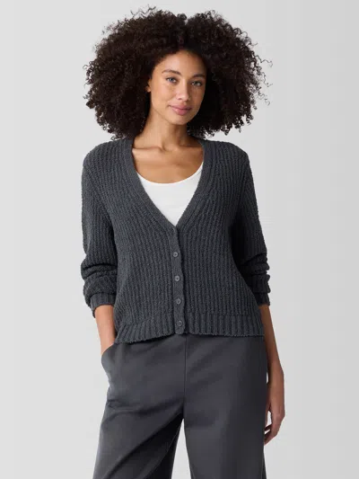 Eileen Fisher Cotton Fluff Cardigan In Gray