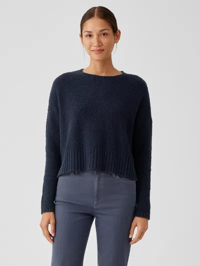 Eileen Fisher Cotton Fluff Crew Neck Top In Black