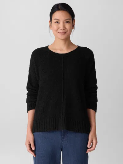Eileen Fisher Cotton Fluff Crew Neck Top In Black