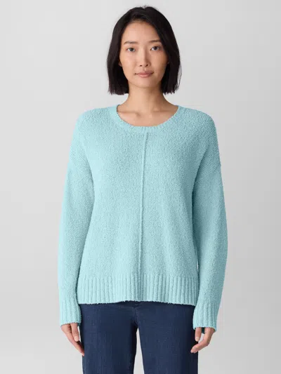 Eileen Fisher Cotton Fluff Crew Neck Top In Blue