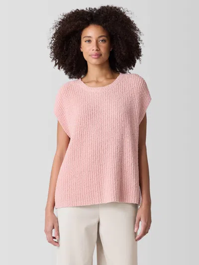 Eileen Fisher Cotton Fluff Crew Neck Vest In Pink