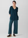 Eileen Fisher Cotton Fluff V-neck Top In Blue