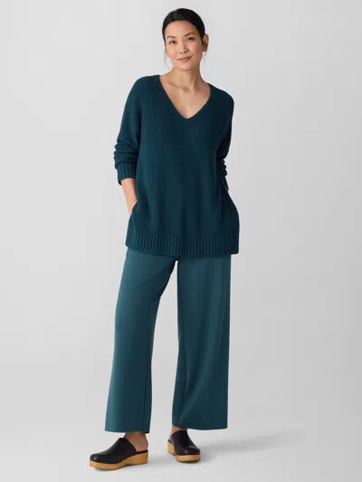 Eileen Fisher Cotton Fluff V-neck Top In Blue