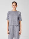Eileen Fisher Cotton Hemp Melange Crew Neck Top In Gray