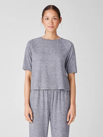 Eileen Fisher Cotton Hemp Melange Crew Neck Top In Gray