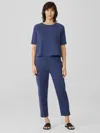 Eileen Fisher Cotton Hemp Melange Tapered Pant In Blue