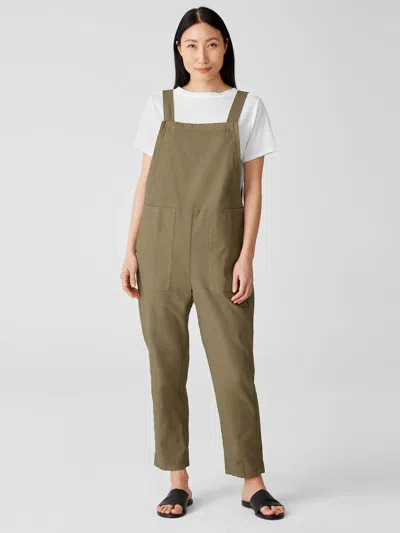Eileen Fisher Cotton Hemp Overalls In Green