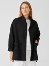 Eileen Fisher Cotton Hemp Stand Collar Jacket In Black