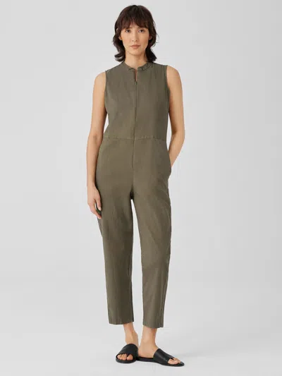 Eileen Fisher Cotton Hemp Stretch Jumpsuit In Green