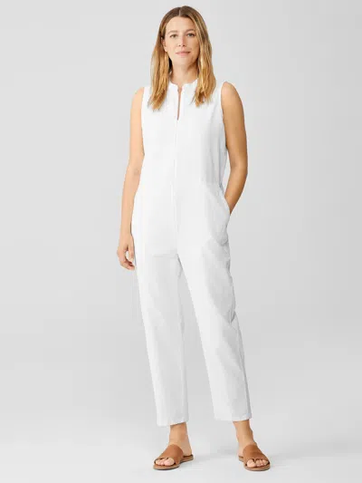 Eileen Fisher Cotton Hemp Stretch Jumpsuit In White
