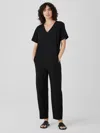 Eileen Fisher Cotton Hemp Stretch Lantern Jumpsuit In Black