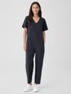 Eileen Fisher Cotton Hemp Stretch Lantern Jumpsuit In Blue