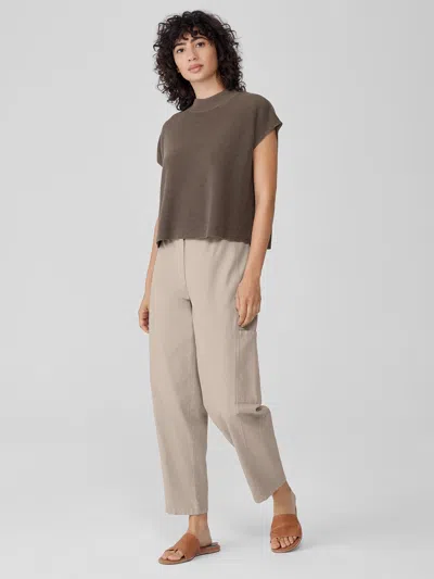 Eileen Fisher Cotton Hemp Stretch Lantern Pant In Brown