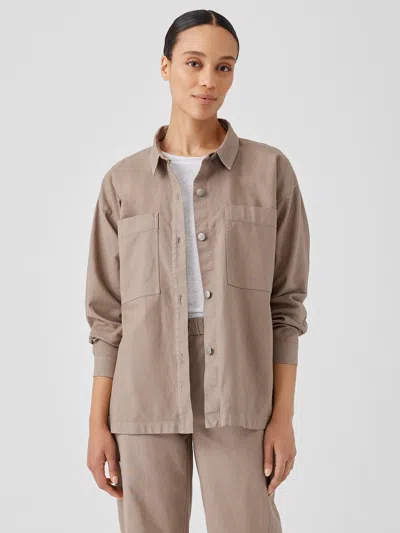 Eileen Fisher Cotton Hemp Stretch Shirt Jacket In Neutral