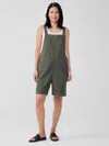 Eileen Fisher Cotton Hemp Stretch Short Overalls In Brown