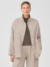 Eileen Fisher Cotton Hemp Stretch Stand Collar Jacket In Brown