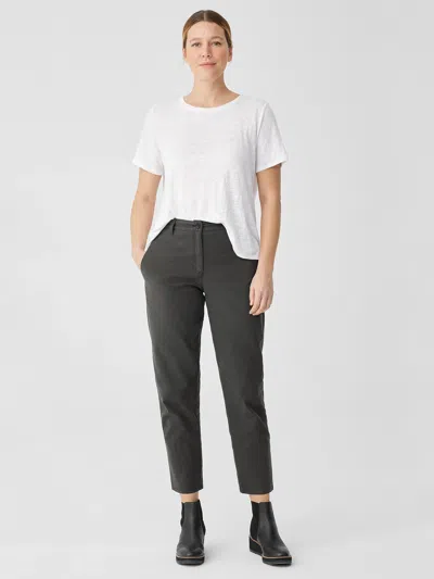 Eileen Fisher Cotton Hemp Stretch Tapered Pant In Gray
