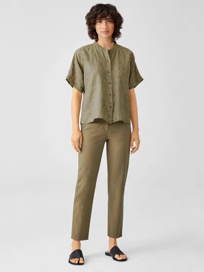 Eileen Fisher Cotton Hemp Stretch Tapered Pant In Green