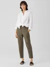 Eileen Fisher Cotton Hemp Stretch Tapered Pant In Green