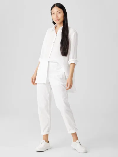 Eileen Fisher Cotton Hemp Stretch Tapered Pant In White