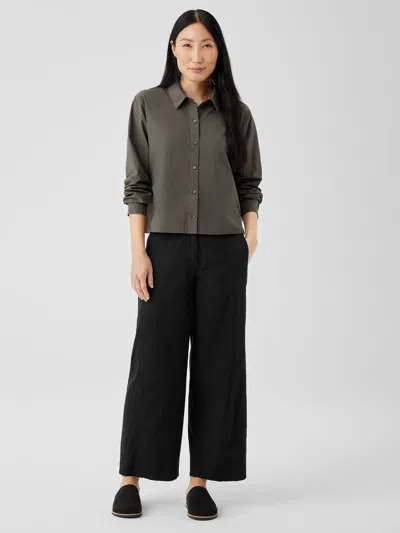Eileen Fisher Cotton Hemp Stretch Wide-leg Pant In Black