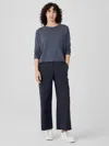 Eileen Fisher Cotton Hemp Stretch Wide-leg Pant In Blue
