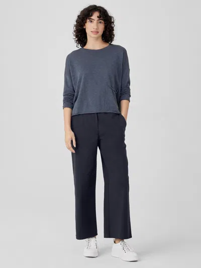 Eileen Fisher Cotton Hemp Stretch Wide-leg Pant In Blue