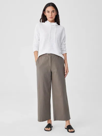 Eileen Fisher Cotton Hemp Stretch Wide-leg Pant In Gray