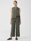 Eileen Fisher Cotton Hemp Stretch Wide-leg Pant In Green