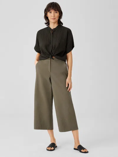 Eileen Fisher Cotton Hemp Stretch Wide-leg Pant In Green