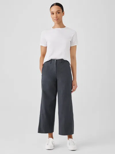 Eileen Fisher Cotton Hemp Stretch Wide-leg Pant In Purple