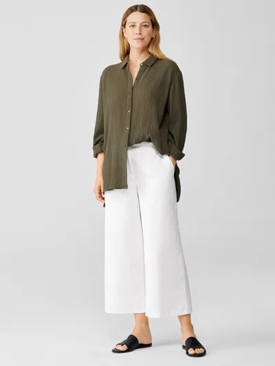 Eileen Fisher Cotton Hemp Stretch Wide-leg Pant In White
