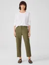 Eileen Fisher Cotton Hemp Tapered Ankle Pant In Green