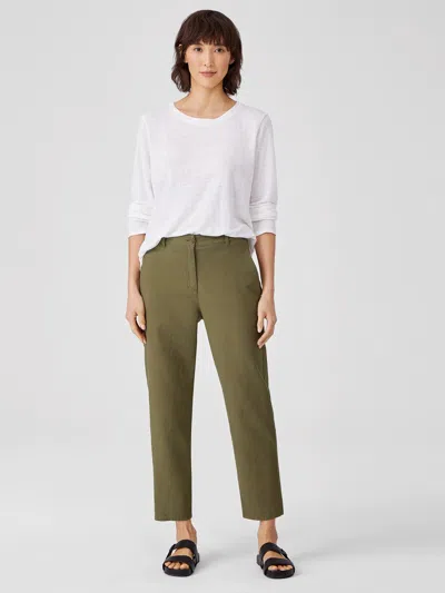 Eileen Fisher Cotton Hemp Tapered Ankle Pant In Green