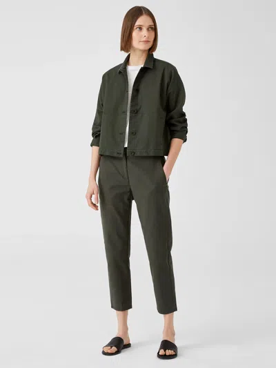 Eileen Fisher Cotton Hemp Tapered Ankle Pant In Green