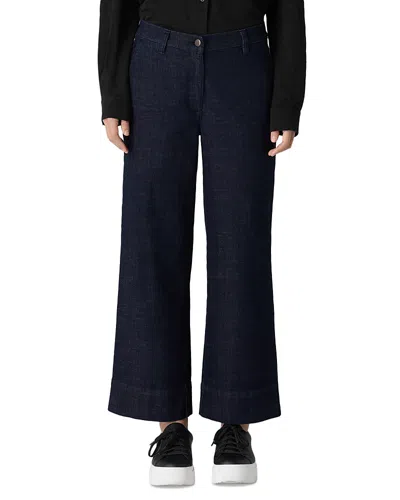 EILEEN FISHER COTTON STRETCH DENIM WIDE LEG JEANS