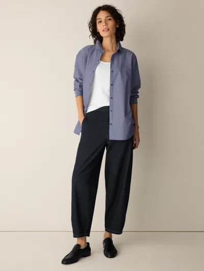 Eileen Fisher Cotton Indigo Knit Denim Lantern Pant In Dark Wash