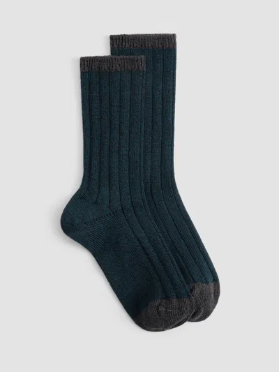 Eileen Fisher Cotton Marl Rib Sock In Blue
