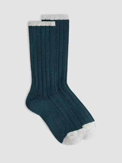 Eileen Fisher Cotton Marl Ribbed Sock In Green