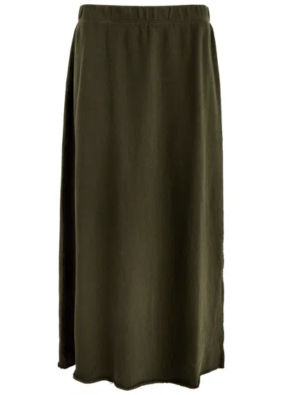 Eileen Fisher Cotton Midi Skirt In Dark Green