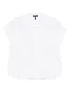 Eileen Fisher Silk Georgette Crepe Notch Collar Top In White