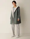 Eileen Fisher Cotton Nylon Reversible Hooded Coat In Green